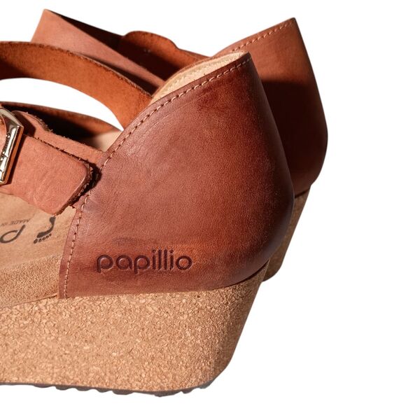 Birkenstock Papillio Shoes Leather Closed Toe Mary Wedge Heel Brown Womens 9 - Picture 12 of 13